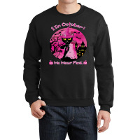 Halloween Black Cat Black Cat In October We Wear Pink Funny Halloween  Crewneck Sweatshirt | Artistshot