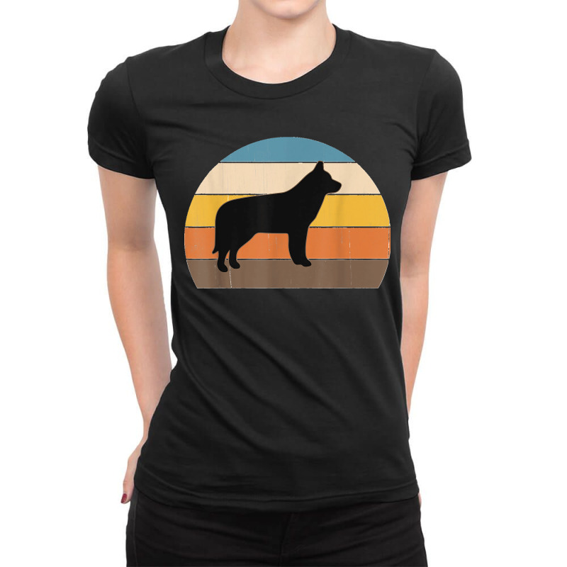 Cool Retro Sunset Siberian Huskys Great Husky Owner Lover Ladies Fitted T-Shirt by WirtzRichard | Artistshot