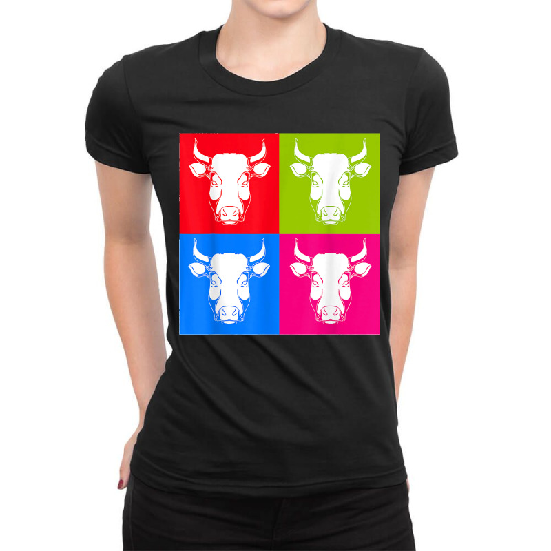 Cow Lover Farm Animal Farming Farmer Pop Art Cow Ladies Fitted T-Shirt by WirtzRichard | Artistshot