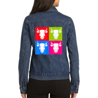 Cow Lover Farm Animal Farming Farmer Pop Art Cow Ladies Denim Jacket | Artistshot