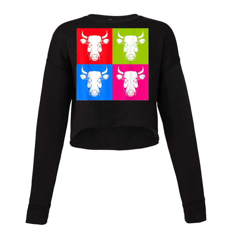 Cow Lover Farm Animal Farming Farmer Pop Art Cow Cropped Sweater by WirtzRichard | Artistshot