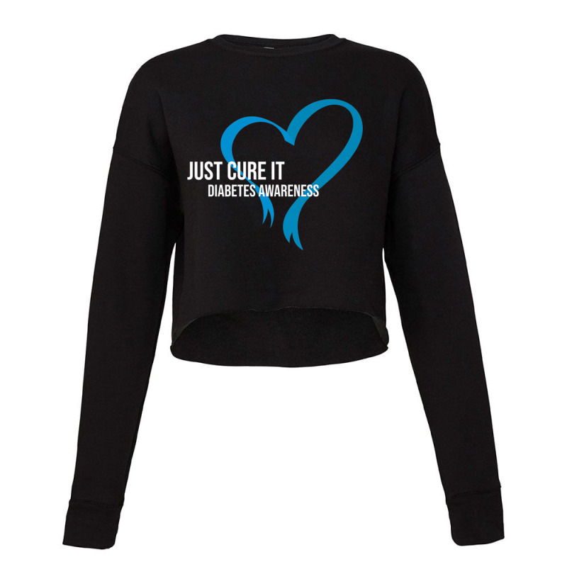 Cure Blue Ribbon Fight Diabetes Raise Awareness Month Cropped Sweater by NathanielDesign | Artistshot