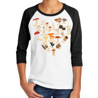 Mushroom Mycology Fungi Foraging Heart Love Chart T Shirt Youth 3/4 Sleeve | Artistshot