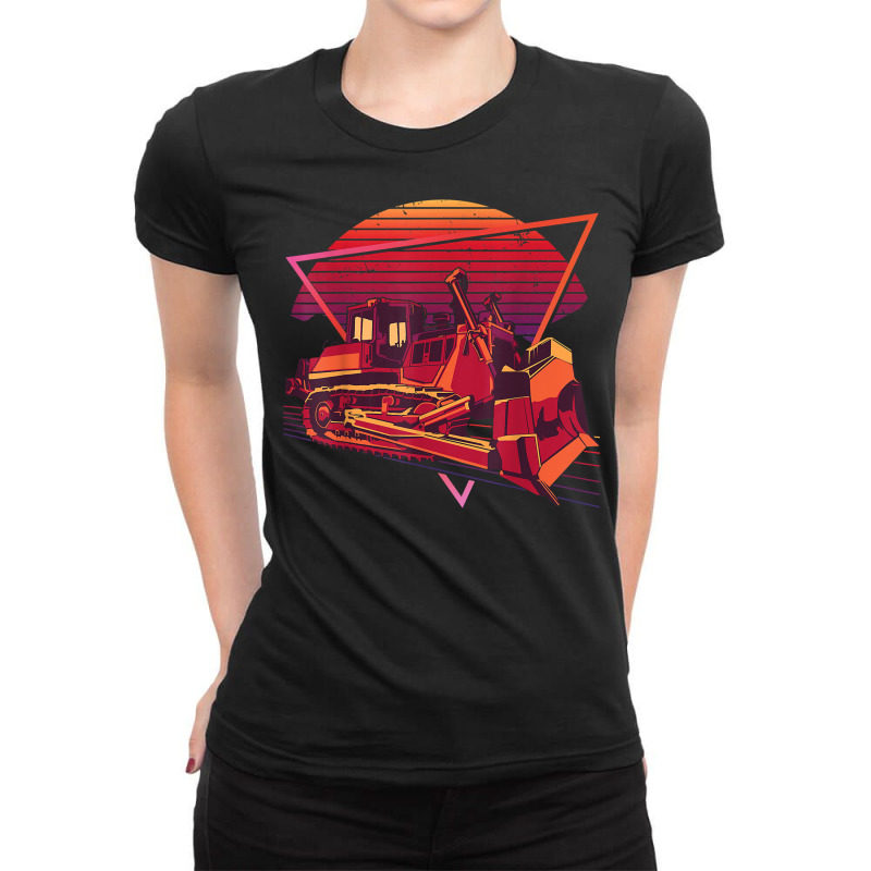 Retro Futuristic Bulldozer Tractor T Shirt Ladies Fitted T-Shirt by AbidahToenges | Artistshot