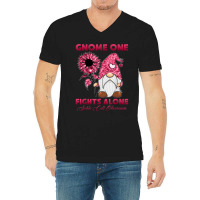 Gnome One Fight Alone Burgundy Ribbon Sickle Cell Awareness V-neck Tee | Artistshot