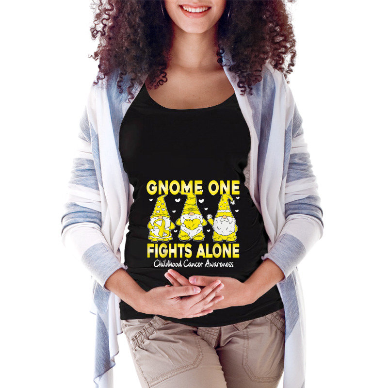 Gnome One Fights Alone Gnomies Childhood Cancer Awareness Maternity Scoop Neck T-shirt by NathanielDesign | Artistshot