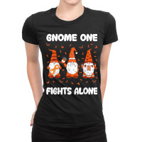 Gnome One Fights Alone Leukemia Awareness Gnome Pun Ladies Fitted T-shirt | Artistshot