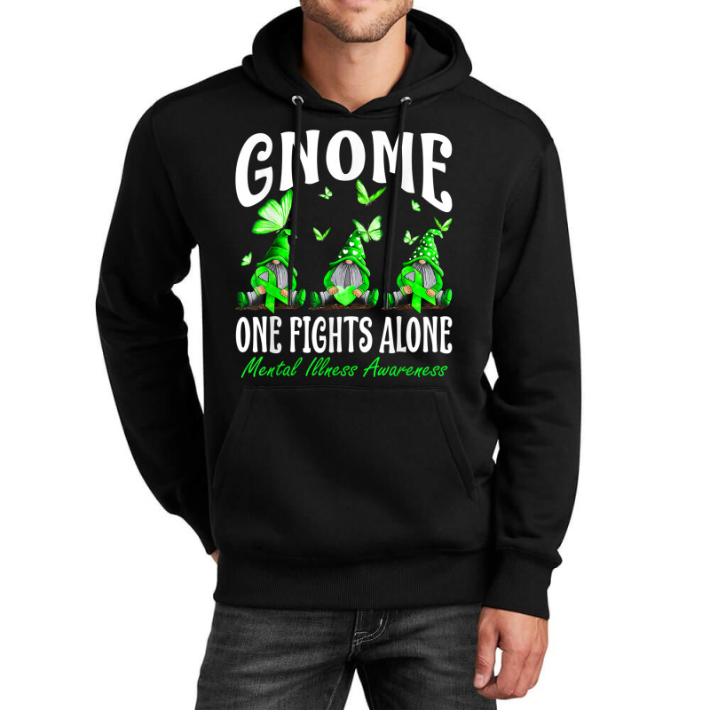 Gnome One Fights Alone Mental Illness Awareness Unisex Hoodie by NathanielDesign | Artistshot