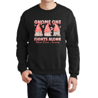 Gnome One Fights Alone Peach  Uterine Cancer Awareness Crewneck Sweatshirt | Artistshot