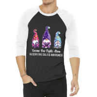 Gnome One Fights Alone Ulcerative Colitis Awareness 3/4 Sleeve Shirt | Artistshot