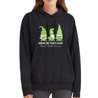 Green Ribbon Gnome One Fights Alone Mental Health Awareness Vintage Hoodie | Artistshot