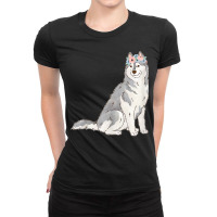 Floral Grey Siberian Husky Lovers Husky Dog Mom Ladies Fitted T-shirt | Artistshot