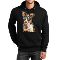 Australian Shepherd Dog Against Green Background Unisex Hoodie | Artistshot