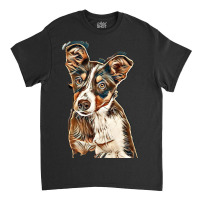 Australian Shepherd Dog Against Green Background Classic T-shirt | Artistshot