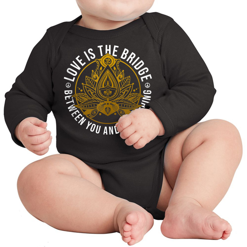 Love Is The Bridge Positive Message Lotus Yoga Meditation Tank Top Long Sleeve Baby Bodysuit by KaseeDheera | Artistshot