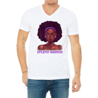 Womens Afro African American Black Woman Epilepsy Warrior T Shirt V-neck Tee | Artistshot