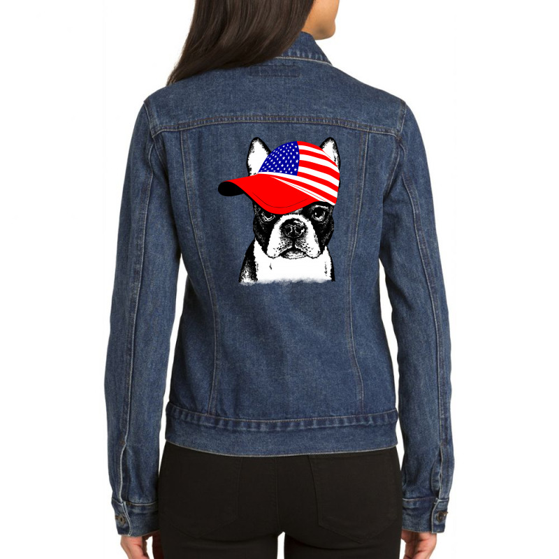 American Boston Terrier Ladies Denim Jacket by autlu2024 | Artistshot