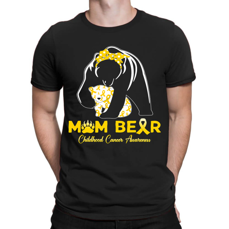 Mama Bear Childhood Cancer Awareness Month Gold Ribbon 153 T-shirt | Artistshot