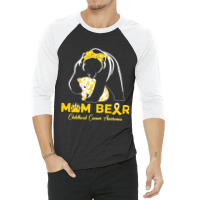 Mama Bear Childhood Cancer Awareness Month Gold Ribbon 153 3/4 Sleeve Shirt | Artistshot