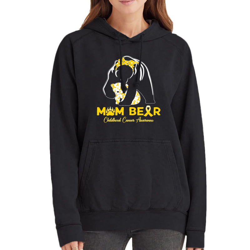 Mama Bear Childhood Cancer Awareness Month Gold Ribbon 153 Vintage Hoodie | Artistshot