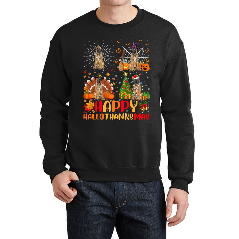 Halloween Thanksgiving Christmas Malinois Dog Hallothanksmas Crewneck Sweatshirt by peafowl | Artistshot