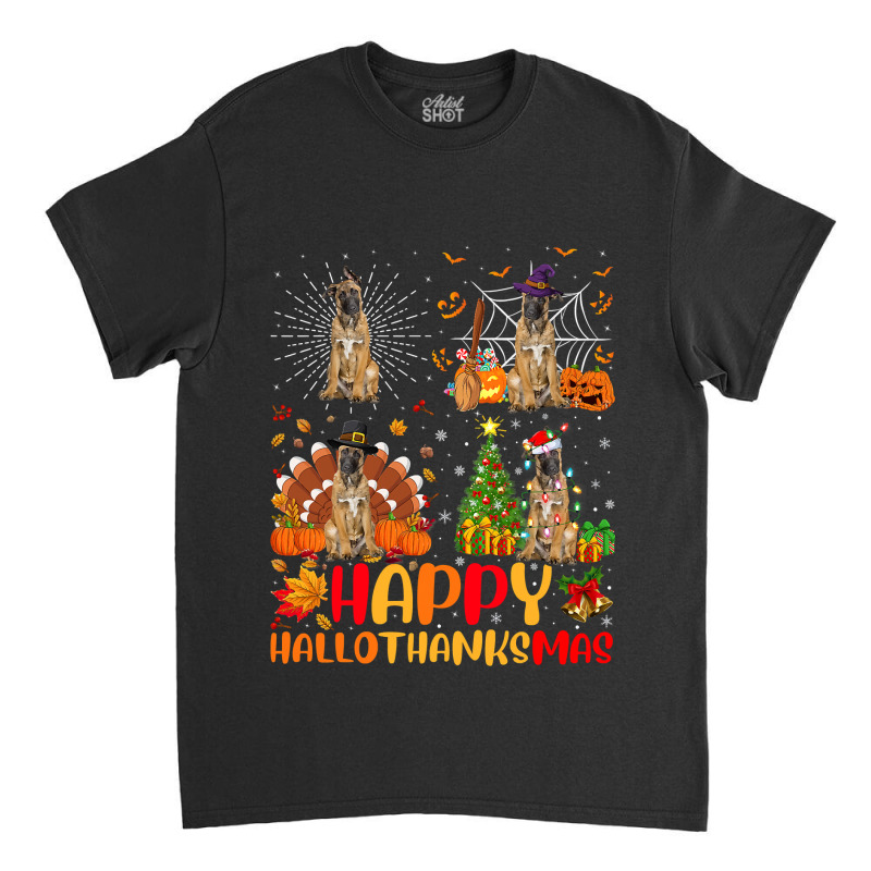 Halloween Thanksgiving Christmas Malinois Dog Hallothanksmas Classic T-shirt by peafowl | Artistshot