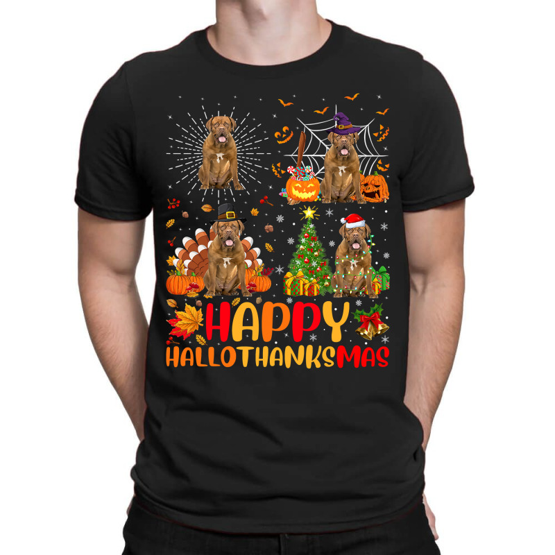 Halloween Christmas Dogue De Bordeaux Dog Hallothanksmas T-shirt | Artistshot