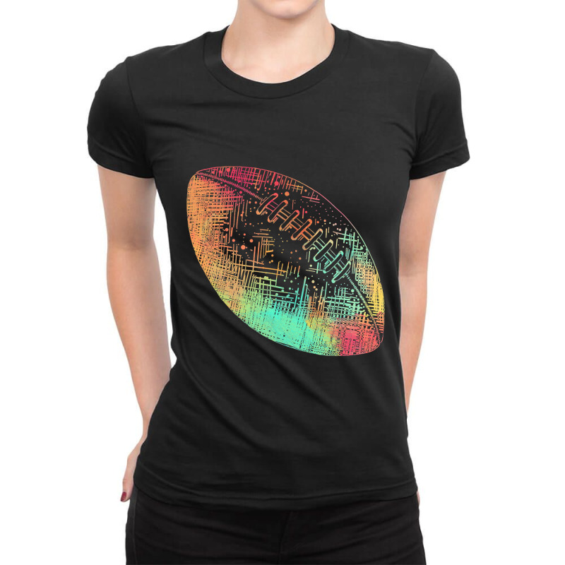 Football Player Gifts For Men Women Colorful Football Ball Ladies Fitted T-Shirt by pester | Artistshot