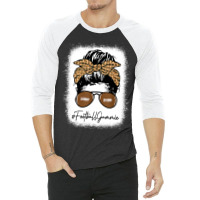 Bleached Football Gammie Life With Leopard Messy Bun Player 3/4 Sleeve Shirt | Artistshot