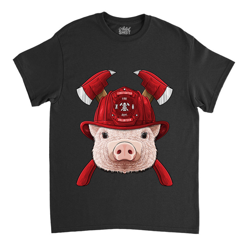 Firefighter Pig Fireman Boys Kids Fire Rescue Farm Animal 249 Classic T-shirt by peafowl | Artistshot