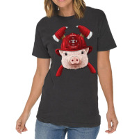 Firefighter Pig Fireman Boys Kids Fire Rescue Farm Animal 249 Vintage T-shirt | Artistshot