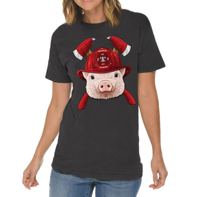 Firefighter Pig Fireman Boys Kids Fire Rescue Farm Animal 249 Vintage T-Shirt by peafowl | Artistshot