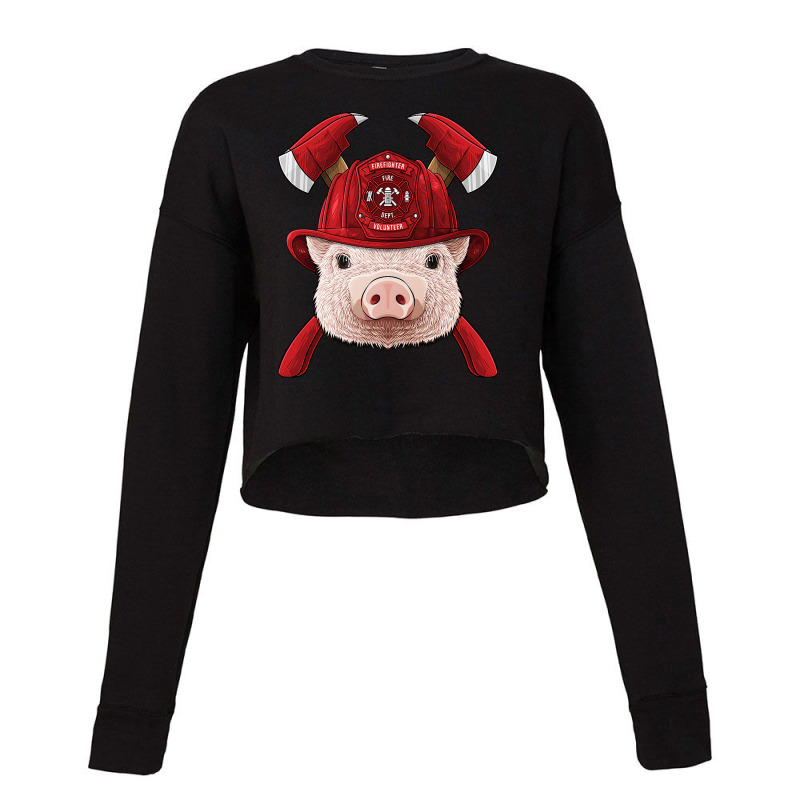 Firefighter Pig Fireman Boys Kids Fire Rescue Farm Animal 249 Cropped Sweater by peafowl | Artistshot