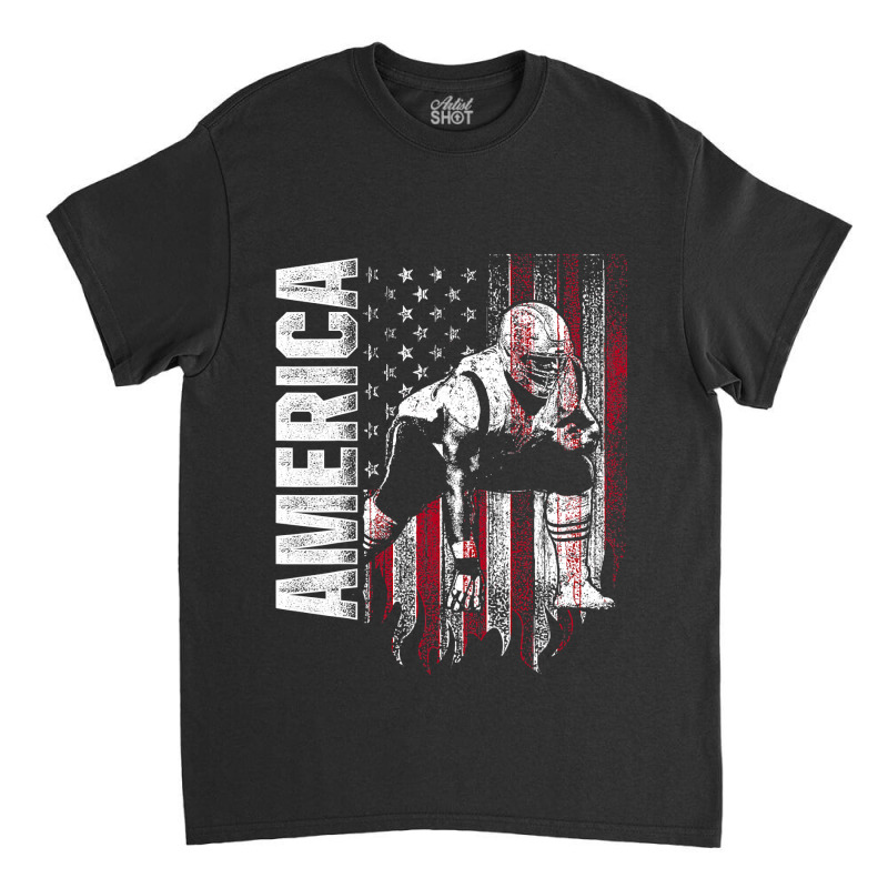 Football Lineman America Flag Offensive Defensive Player Classic T-shirt by pester | Artistshot