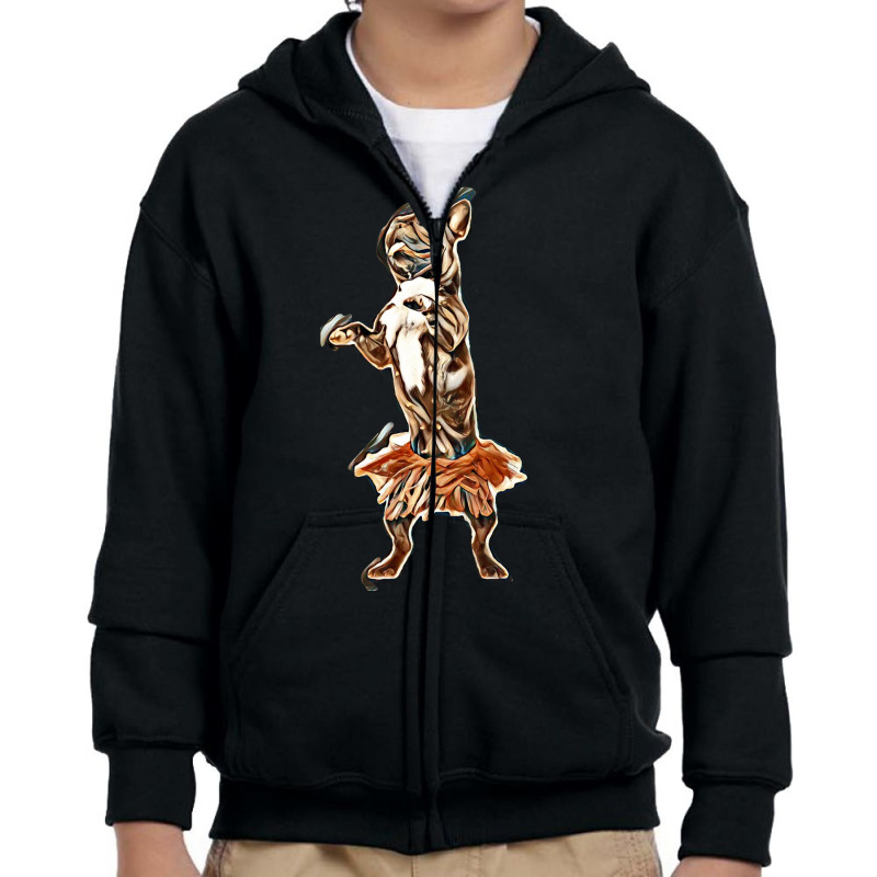 Dog Isolated Dancing Tutu Youth Zipper Hoodie by Kemnabi | Artistshot