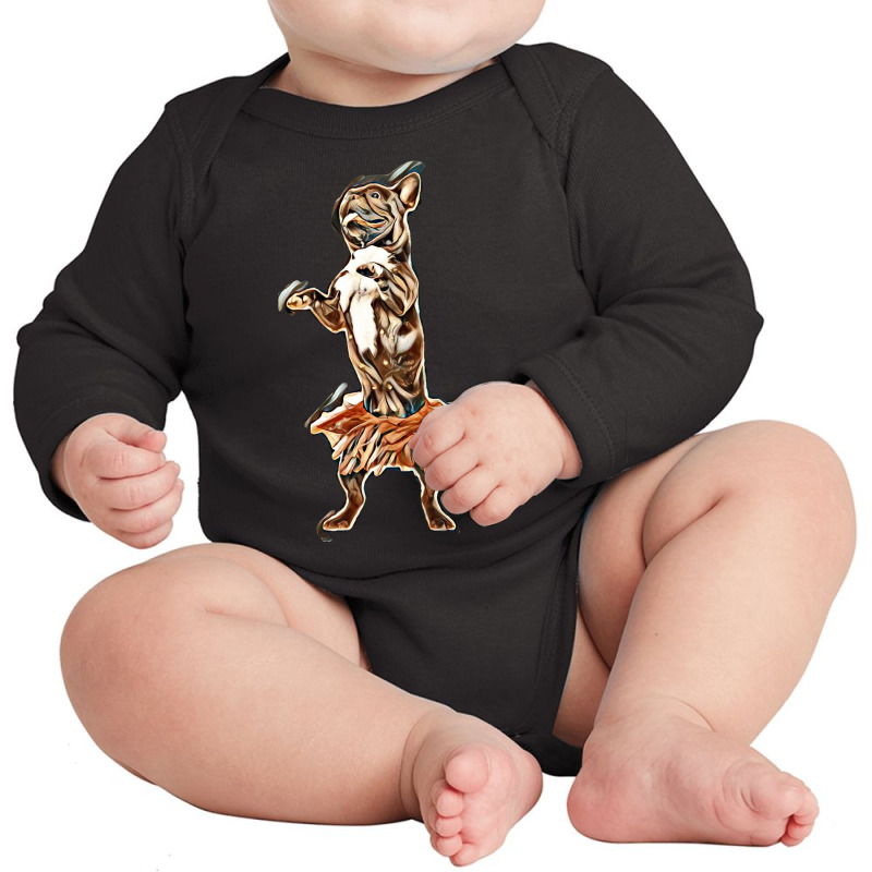 Dog Isolated Dancing Tutu Long Sleeve Baby Bodysuit by Kemnabi | Artistshot