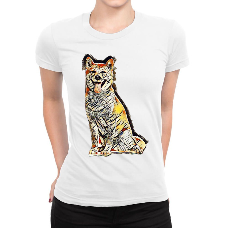 Sitting Panting Animal Canine Ladies Fitted T-Shirt by Kemnabi | Artistshot