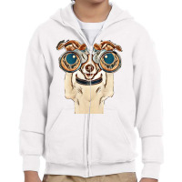 Dog Funny Binocular Animal Youth Zipper Hoodie | Artistshot