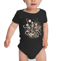 Halloween T  Shirt Skeletons Dancing Around A Fire Under The Moon T  S Baby Bodysuit | Artistshot