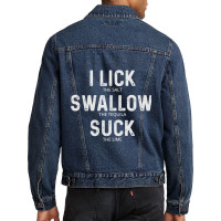 Womens I Lick Swallow And Suck Tequila Shirt Cinco De Mayo Drinking Men Denim Jacket | Artistshot