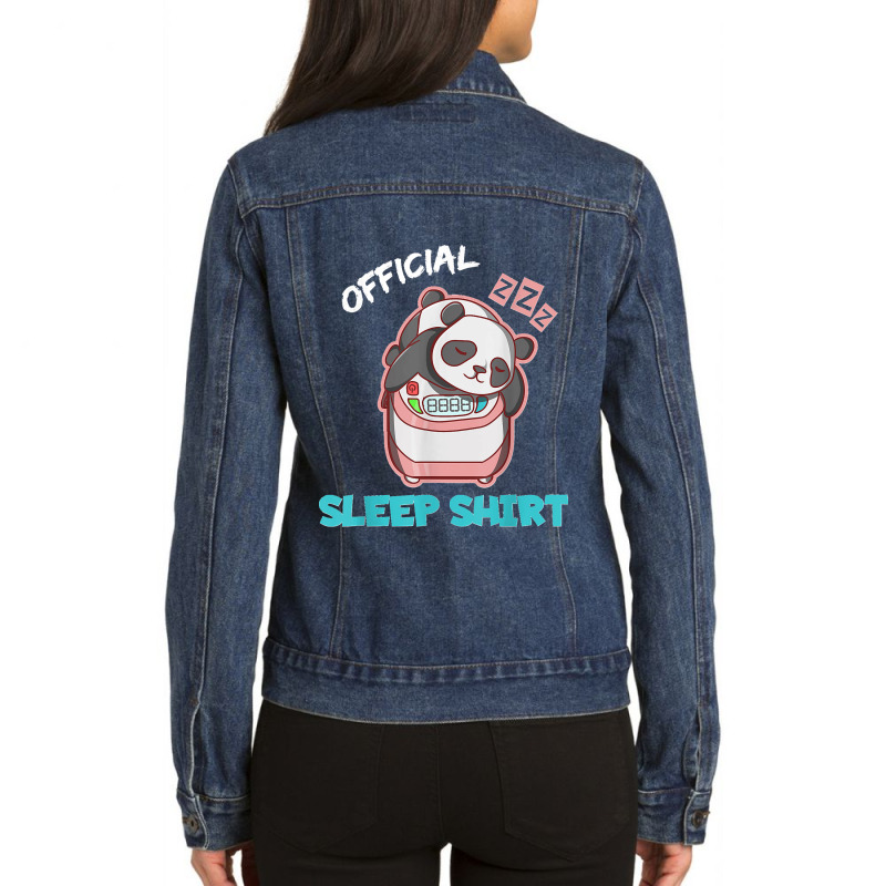 Funny Exercise Extra Rice Panda Pun Lazy Official Sleep Ladies Denim Jacket by WirtzRichard | Artistshot