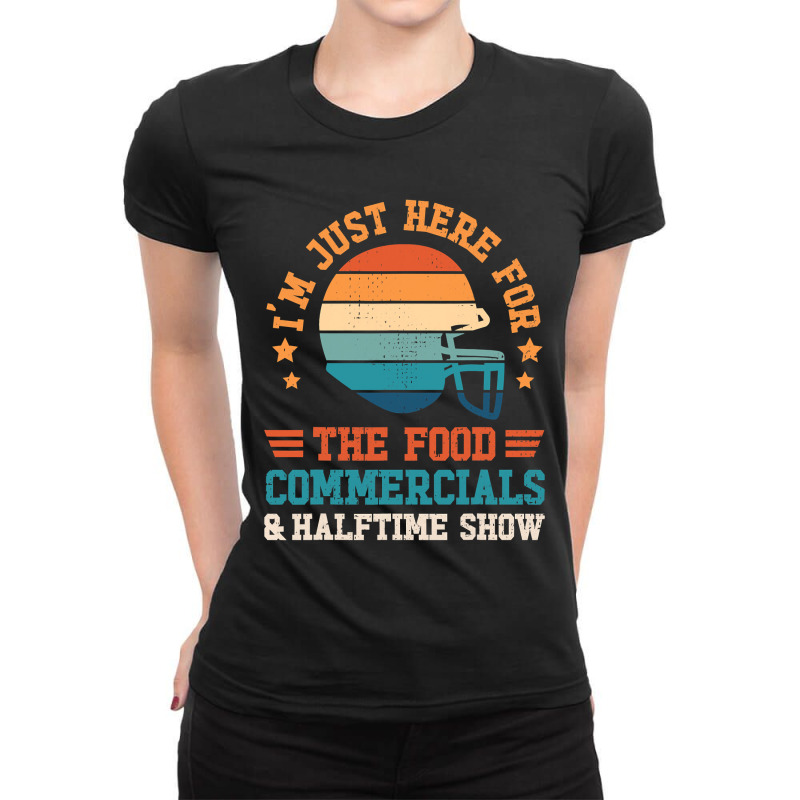 Funny Football Just Here For Food Commercials Halftime Show 2 Ladies Fitted T-Shirt by pester | Artistshot