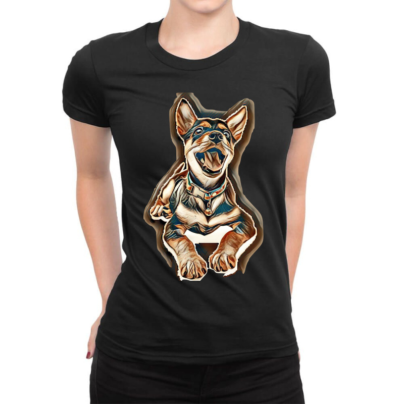 Dog Isolated Happy Smile Ladies Fitted T-Shirt by Kemnabi | Artistshot