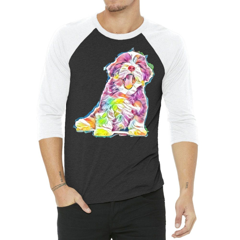 Dog Isolated Happy Cute 3/4 Sleeve Shirt by Kemnabi | Artistshot