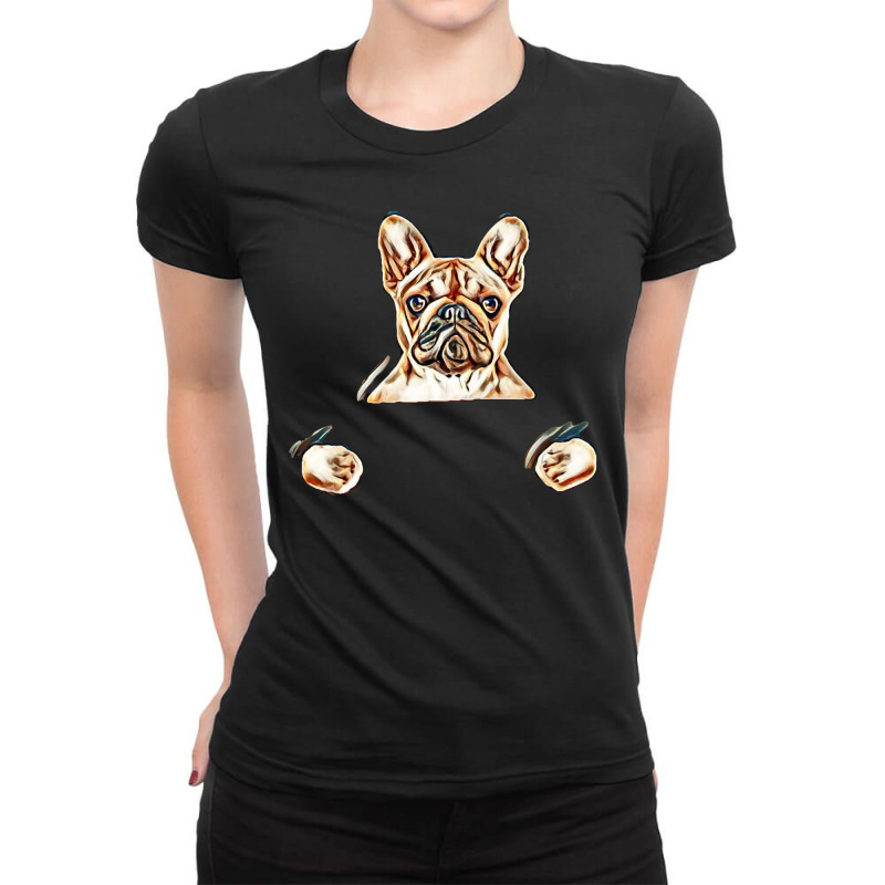 Dog Hold Sign Bulldog Ladies Fitted T-Shirt by Kemnabi | Artistshot