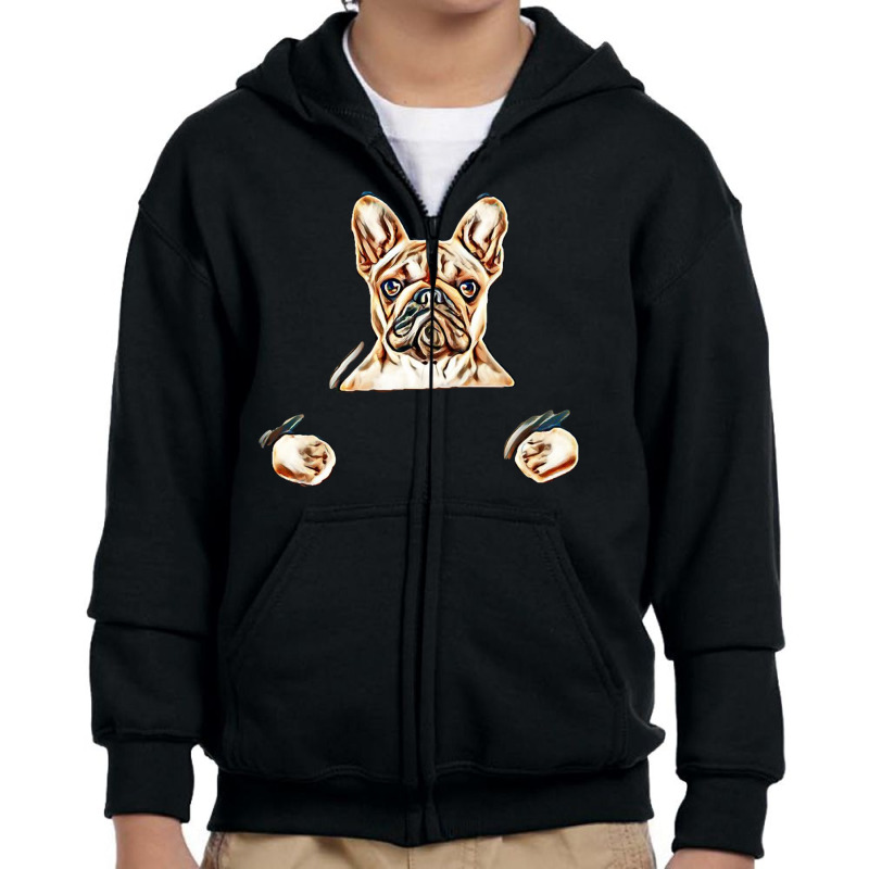 Dog Hold Sign Bulldog Youth Zipper Hoodie | Artistshot