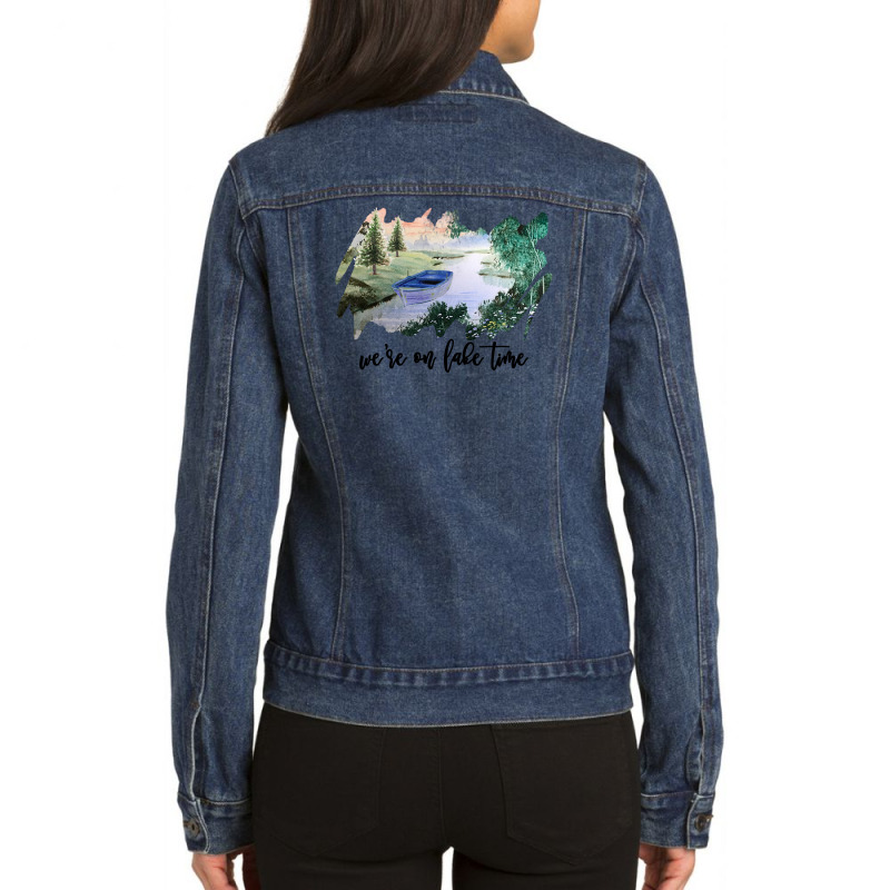 We're On Lake Time For Light Ladies Denim Jacket by autlu2024 | Artistshot