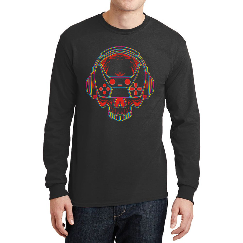 Skull Gamer Long Sleeve Shirts by azmth | Artistshot