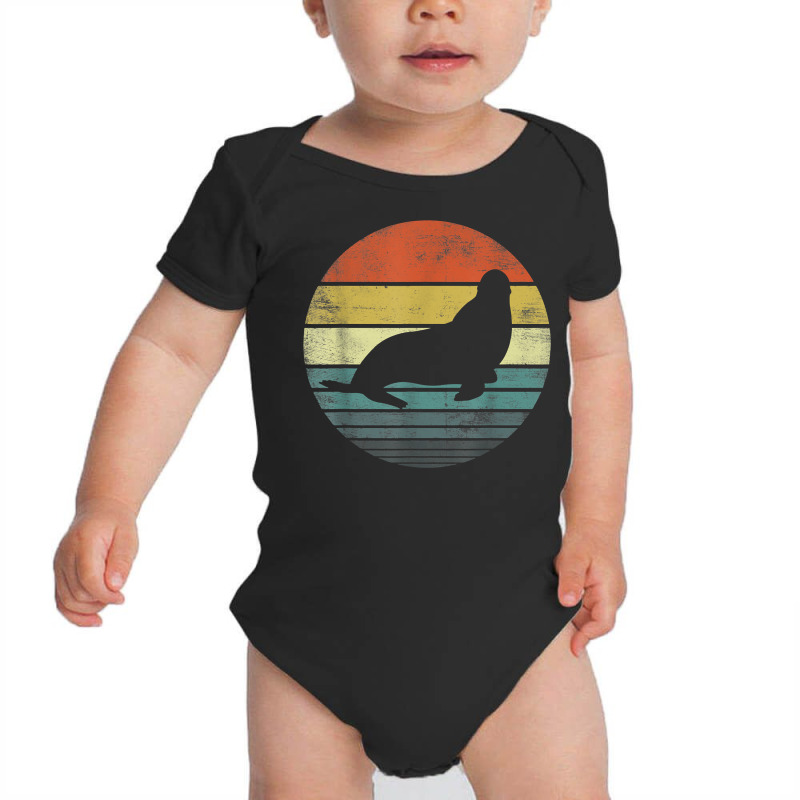 Seal Lover Gifts Retro Vintage Sea Lion Animal Silhouette T Shirt Baby Bodysuit by AbidahToenges | Artistshot