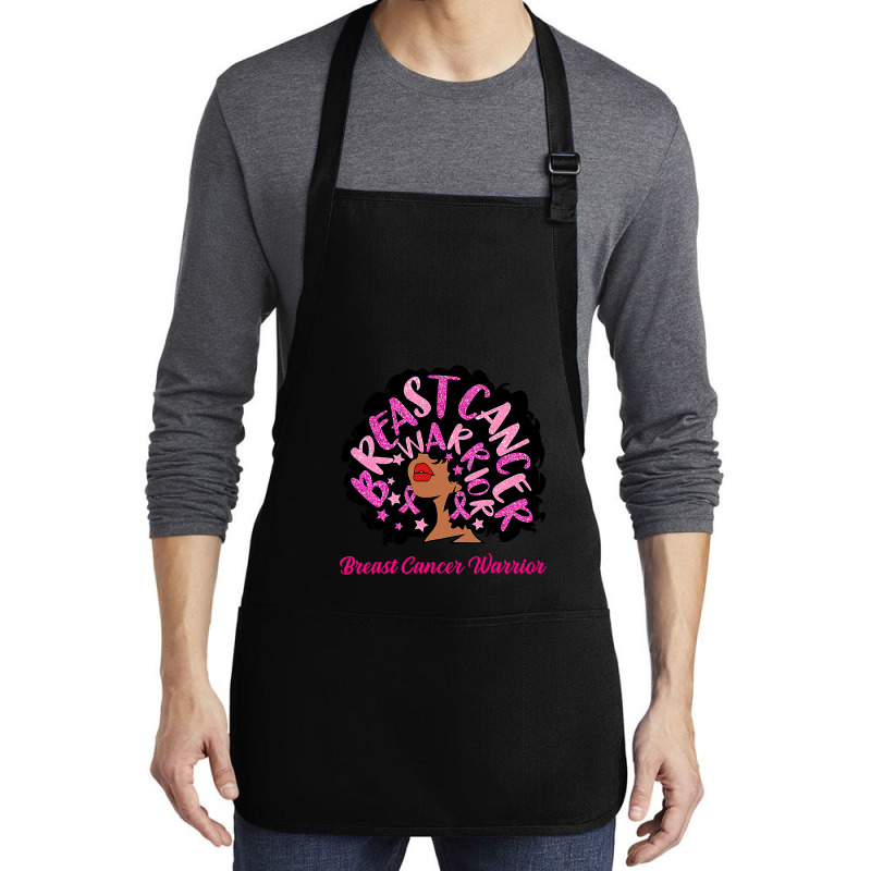 Breast Cancer Warrior Queen Black Woman Pink Ribbon October Medium-length Apron | Artistshot